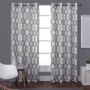 EXCLUSIVE HOME Kochi Light Filtering Linen Blend Grommet Top Curtain Panel Pair 54x108 Black Pearl
