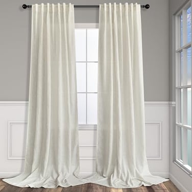 Pitalk Natural Linen Curtains 108 Inches Long for Living Room 2 Panels Set Loop Pocket Back Tab Draperies Neutral Earth Tone Soft Cotton Textured Semi Sheer Linen Curtains for Large Window Vertical 9