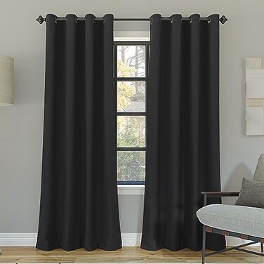 Sun Zero Nordic 2Pack Theater Grade Noise Reducing Extreme 100 Blackout Grommet Curtain Panel Pair 52 x 96 Coal Gray 52 x 96