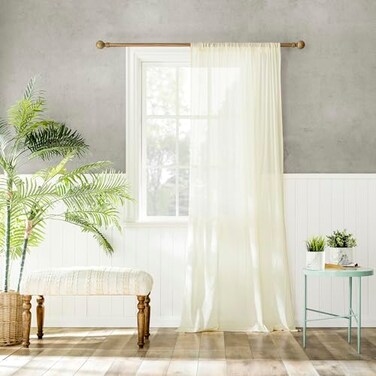 Archaeo 100 Cotton Sheer Curtain 50 x 84 Cream