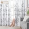 HOMEIDEAS Grey and White Semi Sheer Curtains 84 Inches Long Light Filtering Drapes Gray Leaf Printed Privacy Sheer Curtains for Bedroom Living Room 2 Panels