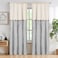 ASPMIZ Cotton Linen Farmhouse Curtains Boho Rustic Button Curtain Linen Window Curtain Panels Grey Stripe Country Curtains for Bedroom Back Tab Modern Drapes for Windows 52 x 84 Inch 2 Panels