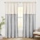 ASPMIZ Cotton Linen Farmhouse Curtains Boho Rustic Button Curtain Linen Window Curtain Panels Grey Stripe Country Curtains for Bedroom Back Tab Modern Drapes for Windows 52 x 84 Inch 2 Panels