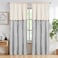 ASPMIZ Cotton Linen Farmhouse Curtains Boho Rustic Button Curtain Linen Window Curtain Panels Grey Stripe Country Curtains for Bedroom Back Tab Modern Drapes for Windows 52 x 84 Inch 2 Panels