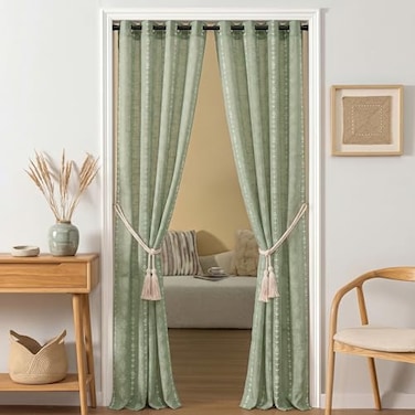 Lino Rosa Sage Green Boho Farmhouse CurtainsCloset Curtain for Open ClosetLeaf Floral Botanical Curtains for Living Room Bedroom 84 Inches Long 2 Panels