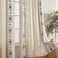 LOHUT Boho Curtains 63 Inch Long 2 Panels Set Cream Linen Embroidered Geometric SemiSheer Light Filtering Living Room Bedroom Dining Room