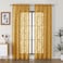 OVZME Gold Sheer Curtains 84 inches Long 2 Panels for Living Room Jacquard Clip Leaf Pattern Textured Light Filtering Window Semi Sheer Voile Drapes for Bedroom Each Panel 42 x 84 Inch