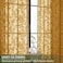 OVZME Gold Sheer Curtains 84 inches Long 2 Panels for Living Room Jacquard Clip Leaf Pattern Textured Light Filtering Window Semi Sheer Voile Drapes for Bedroom Each Panel 42 x 84 Inch