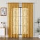 OVZME Gold Sheer Curtains 84 inches Long 2 Panels for Living Room Jacquard Clip Leaf Pattern Textured Light Filtering Window Semi Sheer Voile Drapes for Bedroom Each Panel 42 x 84 Inch