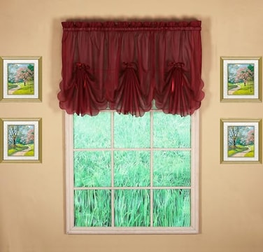 Today's Curtain Todays Curtain Emelia Original Voile Fan Insert Burgundy 30 W x 40 L