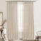 PleatedDrapes 96 Inch Curtains 2 Panel Set Modern Linen Pleat Back Tab Dining Room Window Curtains Light Filtering Aesthetic Semi Sheer Living Room Drapes with Hooks Ring Cream Oatmeal W40 x L96