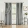 Bujasso Grey 90 Blackout Curtains with Sheer Overlay Mix and Match Double Layer Window Curtains Thermal Insulated 84 inch for Bedroom Gray Drapes with Tiebacks Rod Pocket Back Tab 37 Wx84 Lx2