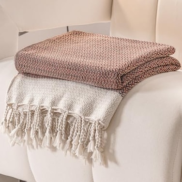 Peshtemania Premium Cotton Boho Blanket 50x60 Burnt Orange Fall Throw Blankets for Bed Sofa Couch Outdoor Farmhouse Turkish Throws and Blankets for Sofa Bedroom Picnic Blankets Yoga Blanket