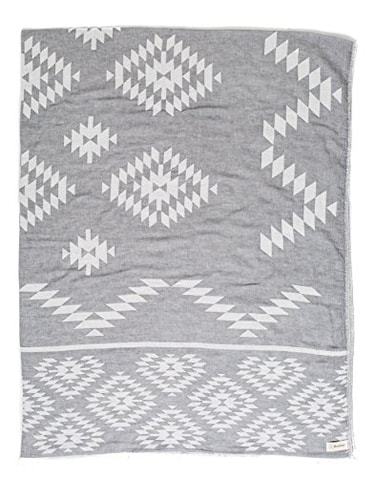 Bersuse 100 Cotton Teotihuacan XL Throw Blanket Turkish Towel Beach Blanket Beach Camping Essentials 75x90 Inches Silver Grey