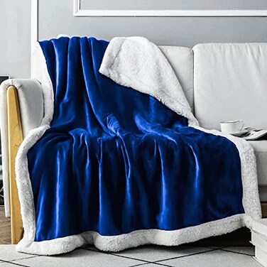 Everlasting Comfort Furry Sherpa Throw Blanket Soft Fluffy Fuzzy Plush Thick Minky Throws