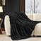 Cozy Bliss Deluxe Sheared Rabbit Faux Fur Throw Blanket Soft Fuzzy HighLow Sculpted Plush Blanket for Couch Cozy Home Accent All Season Use Black 50x60