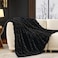 Cozy Bliss Deluxe Sheared Rabbit Faux Fur Throw Blanket Soft Fuzzy HighLow Sculpted Plush Blanket for Couch Cozy Home Accent All Season Use Black 50x60