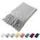 Homiest Decorative Knitted Throw Blanket with Fringe Soft Cozy Tassel Blanket for Couch Sofa Bed Light Grey50x60