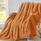 BEDELITE Fall Throw Blanket for Couch 300GSM Soft Warm Fluffy Fleece Blanket Decorative and Giftable Burnt Orange Striped Blankets for Women Men 50x60