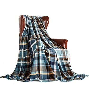MERRYLIFE Throw Blanket Plaid Sherpa UltraPlush Soft Colorful Decorative Couch Travel Blanket 50 60 Greenland
