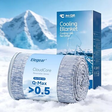 Elegear Revolutionary Cooling Blanket Throw Absorbs Heat to Keep Body Cool for Night Sweats ArcChill 30 Cool Fiber QMax05 for Hot Sleepers Lightweight Summer Cold Blankets for Sleeping Blue