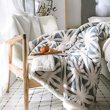 UKELER Ultra Plush Super Soft Lightweight Sherpa Throw Blanket 60x50 Cozy Luxury Light Blue Blanket for Bed Couch Warm Fuzzy Blanket