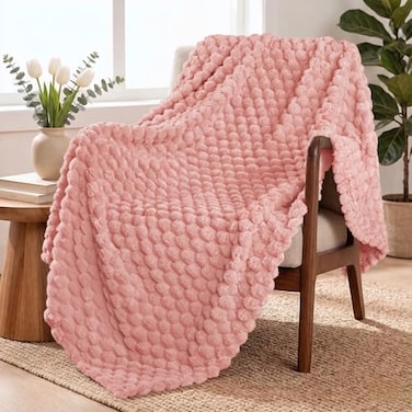 Exclusivo Mezcla Fleece Throw Blanket for Couch Extra Large Fuzzy Dusty Pink Bed Blankets Soft Cozy Plush Sofa Throws for All Seasons 50x70 Inches