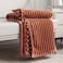 DISSA Fleece Blanket Throw Size 51x63 Caramel Soft Plush Fluffy Fuzzy Warm Cozy Perfect Throw for Couch Bed Sofa with Pompom Fringe Flannel Blanket Throw Blanket