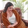 inhand Knitted Throw Blankets for Couch and Bed Soft Cozy Knit Blanket with Tassel Orange Rust Lightweight Decorative Blankets and Throws Farmhouse Warm Woven Blanket for Men and Women 50x60