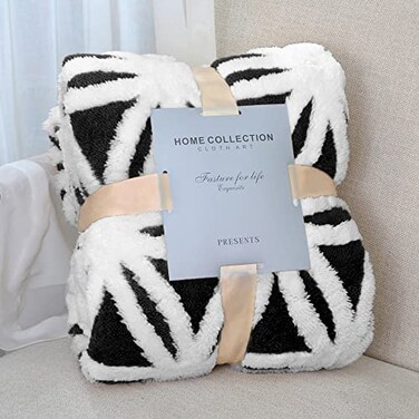 LOMAO Sherpa Fleece Blanket Fuzzy Soft Throw Blanket Dual Sided Blanket for Couch Sofa Bed Black 60x80