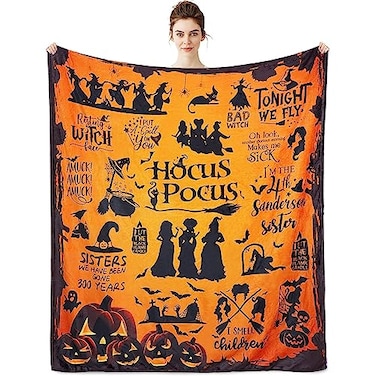 Metawu Witch Blanket Halloween Throw Blankets for Women Witch Flannel Fleece Blankets for Couch Sofa Bed Chair Decor Halloween Decorations Blanket 50x60in