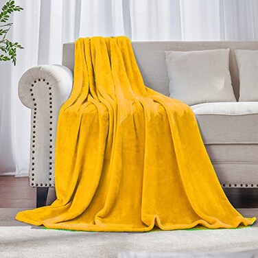 JIAHANNHA Mustard Yellow Throw Blanket Fleece Blanket 50x60Super Soft Cozy Plush Throw Blanket for Couch Sofa BedWarm and Lightweight Bed Blankets for Adults