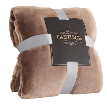 TASTHROW Large Flannel Fleece Throw Blanket 6080 Inch Cozy Lightweight Thick Blanket All Seasons Suitable for Women Men and Kids Light Coffee