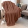 DISSA Fleece Blanket Twin Size 60x80 Caramel Soft Plush Fluffy Fuzzy Warm Cozy Perfect Throw for Couch Bed Sofa with Pompom Fringe Flannel Blanket Throw Blanket