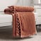 DISSA Fleece Blanket Twin Size 60x80 Caramel Soft Plush Fluffy Fuzzy Warm Cozy Perfect Throw for Couch Bed Sofa with Pompom Fringe Flannel Blanket Throw Blanket