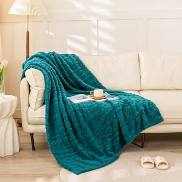 YUSOKI Sherpa Large Throw Blanket Single LayerLight Weight17lb320GMS3D Stylish Design for Gift Home Decor Teal50x65
