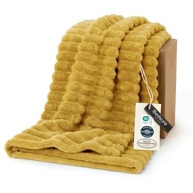 Bedsure GentleSoft Yellow Throw Blanket for Couch Cozy Soft Fleece Blankets for Women Cute Small Throws for Girls Honey 50x60 Inches
