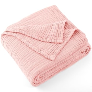 Carriediosa 100 Cotton Muslin Throw Blanket 50 X 70 Throw XL Size4Layers Summer Gauze Throws for Bed CouchSoft Lightweight Breathable Linen Blankets Bedspread for Adults All SeasonDusty Pink