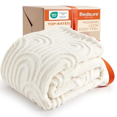 Bedsure GentleSoft Fleece Throw Blanket for Women Super Soft Cozy Fluffy Blankets for Girls Ideal for Couch Bed White 50x70 Inches