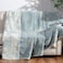 jinchan Boho 100 Cotton Muslin Queen Size 80x90 Inches Blanket Lightweight 4Layer Quilted Soft Blue and White Floral Throw Blanket Green Accents Reversible Comfy Flower Rustic Summer Couch Bedroom