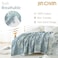 jinchan Boho 100 Cotton Muslin Queen Size 80x90 Inches Blanket Lightweight 4Layer Quilted Soft Blue and White Floral Throw Blanket Green Accents Reversible Comfy Flower Rustic Summer Couch Bedroom