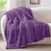 BEDELITE Fleece Throw Blanket for Couch 300GSM Soft Warm Fluffy Purple Blanket Decorative and Giftable Striped Blankets for Women Men 50x60
