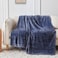 COOVA Fleece Throw Blanket for Couch Super Soft and Cozy 3D Jacquard Warm Blankets Lightweight and Fuzzy Throw for Bed Sofa Chair Giftable Navy Blue 50x60