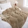 Linecooo Tan Fleece Throw Blanket 5060 for Couch Sofa BedSuper Soft Cozy Plush Blanket with Stripes Design Lightweight for AdultsWomanGirls