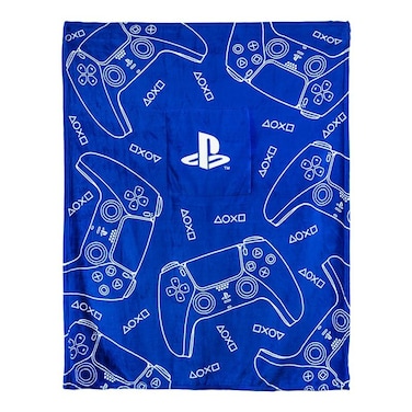 Paladone PlayStation 2in1 Cushion Blanket Officially Licensed Travel Blanket Foldable Soft Fluffy Throw Compact Design for Gaming Room or Bedroom Decor