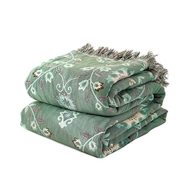 LUTBM Boho Throw Blanket for Bed 100 Cotton Ultra Soft Rustic Quilt Summer Blanket Floral Printed Farmhouse Decor Bed Blankets80x90 All Season Rustic Throw for Sofa Couch Chair