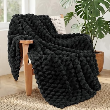 Whale Flotilla Fleece Throw Blanket for Couch or Bed Luxury 3D Jacquard Super Soft Lightweight Summer Spring Blanket Cozy Fluffy Plush Decorative Sofa Blankets 50x60 Inch Black