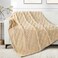 Exclusivo Mezcla Fleece Throw Blanket for Couch and Sofa Super Soft and Cozy Blankets with Checkered Design Lightweight Decorative All Season Use 50x60 Inches Beige