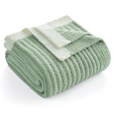Snuggle Sac Spring Throw Blanket for Couch Sage Green Microfiber Knit Throws for Sofa Soft Luxurious Fuzzy Warm Blankets for Sofa Bed Travel Sage Green 50x60 inches
