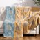 jinchan Boho 100 Cotton Muslin Queen Size 80x90 Inches Blanket Lightweight 4Layer Quilted Soft Yellow and Blue Floral Throw Blanket Reversible Comfy Flower Rustic All Seasons Couch Bedroom Decor